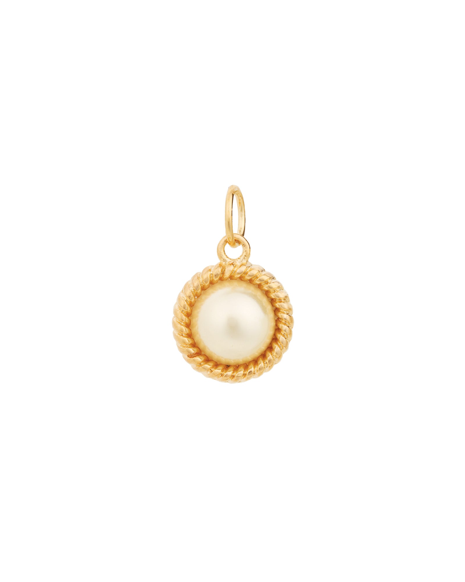 Rope Pearl Charm 18k Gold Plated, White Pearl