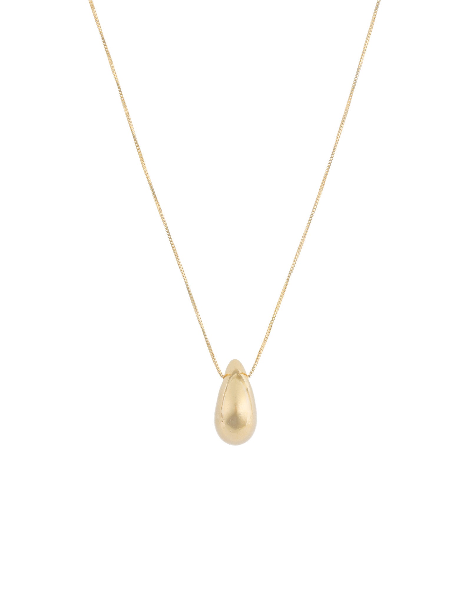 Medium Teardrop Box Chain Necklace 18k Gold Plated