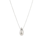 Medium Teardrop Box Chain Necklace Rhodium Plated