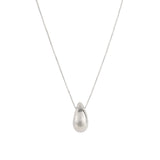 Medium Teardrop Box Chain Necklace Rhodium Plated