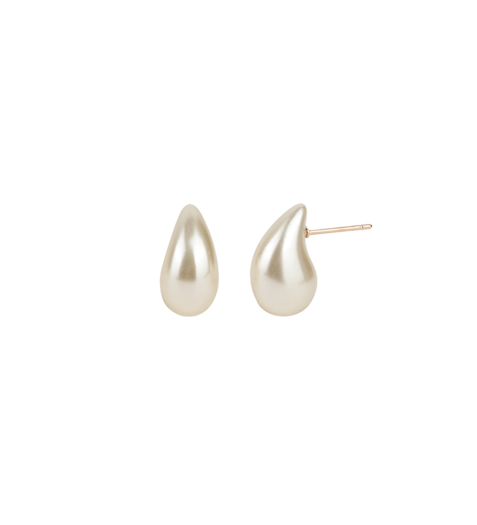 Teardrop Small Pearl Studs 18k Gold Plated, White Pearl