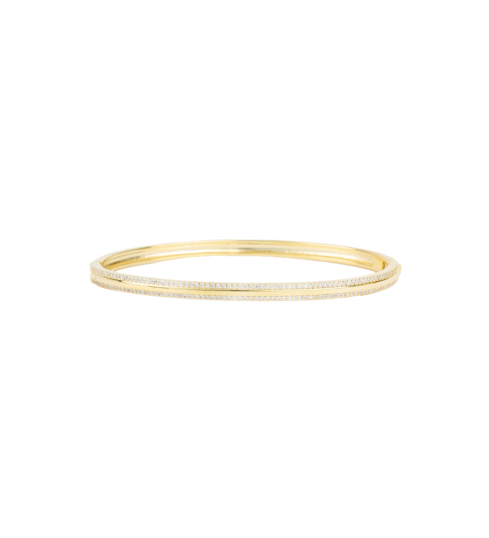 Two Row Pavé Oval Bangle 18k Gold Plated, Cubic Zirconia