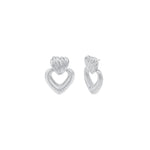 Baseline-Heart Texture Drop Studs-Earrings-Rhodium Plated-Blue Ruby Jewellery-Vancouver Canada