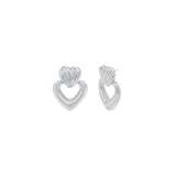 Baseline-Heart Texture Drop Studs-Earrings-Rhodium Plated-Blue Ruby Jewellery-Vancouver Canada