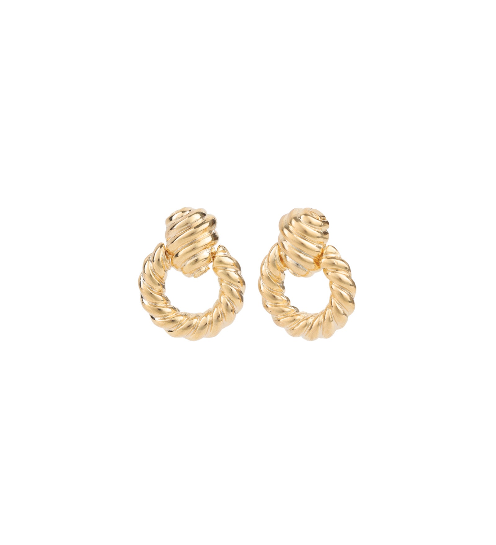Rope Circle Drop Studs 18k Gold Plated
