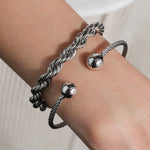 Baseline-Two Ball Twist Cuff-Bracelets-Blue Ruby Jewellery-Vancouver Canada