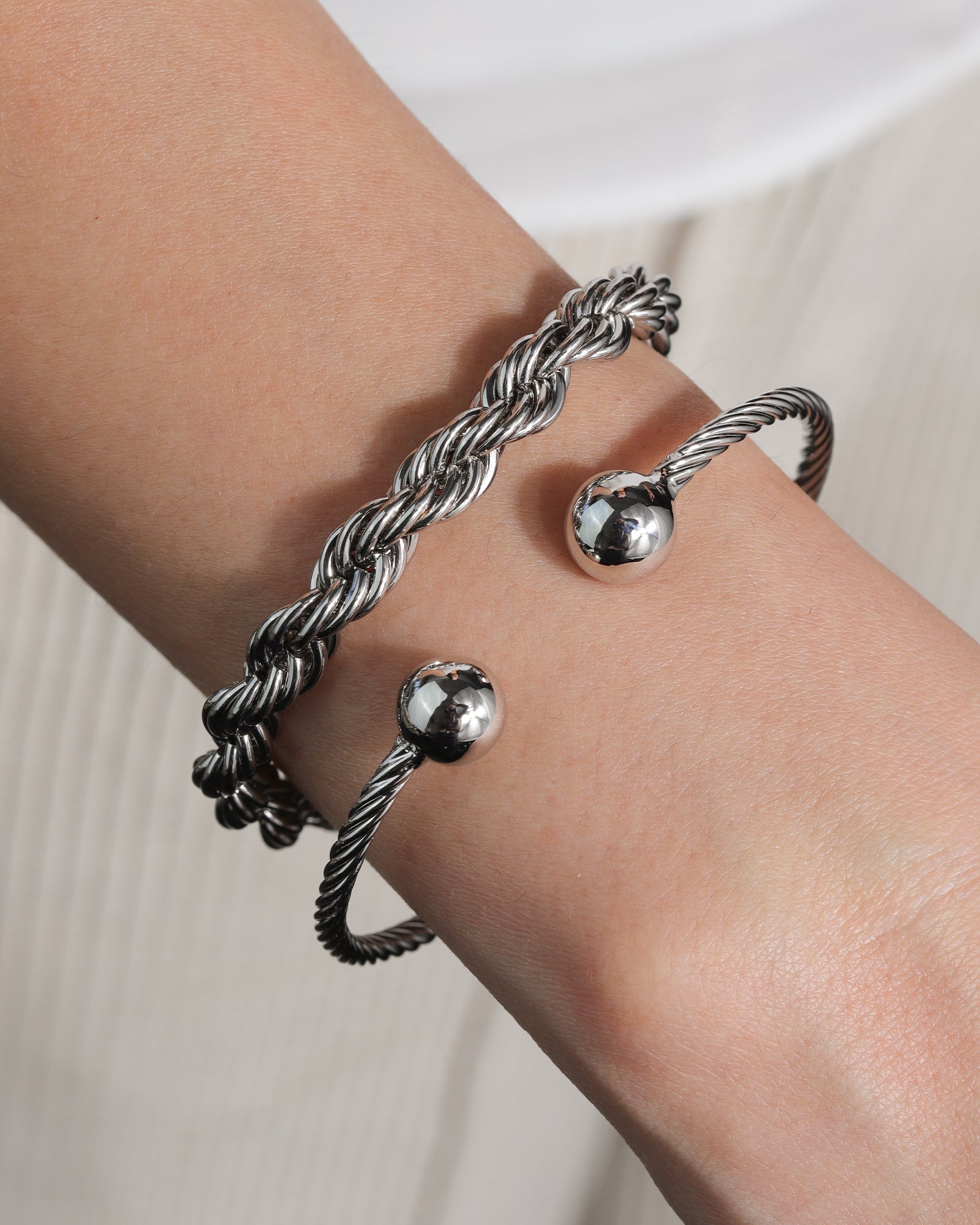 Baseline-Two Ball Twist Cuff-Bracelets-Blue Ruby Jewellery-Vancouver Canada