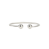 Two Ball Twist Cuff Rhodium Plated