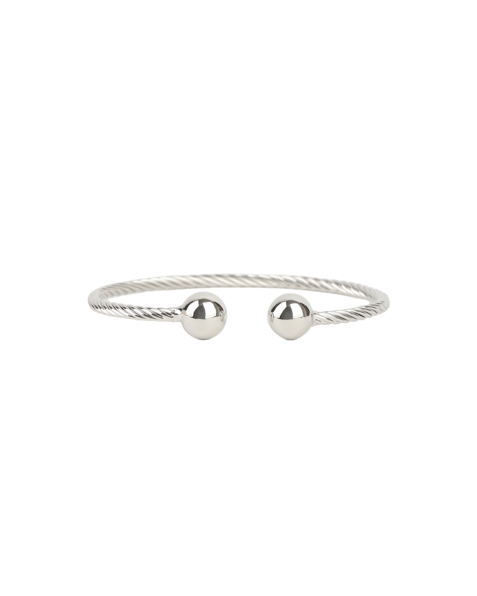 Two Ball Twist Cuff Rhodium Plated