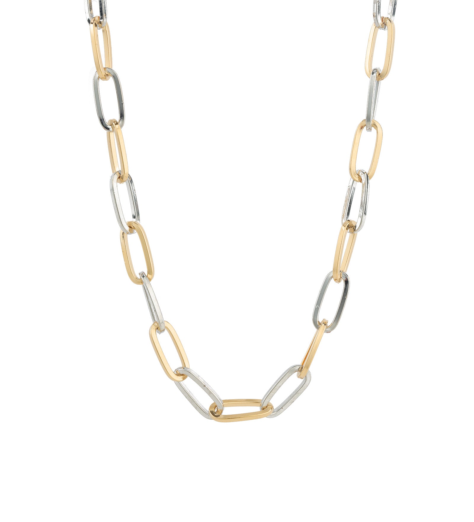 Paperclip Chain Necklace 18k Gold Plated, Rhodium Plated