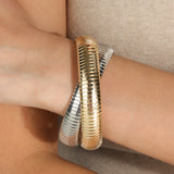 Double Cobra Bangle 18k Gold Plated, Rhodium Plated