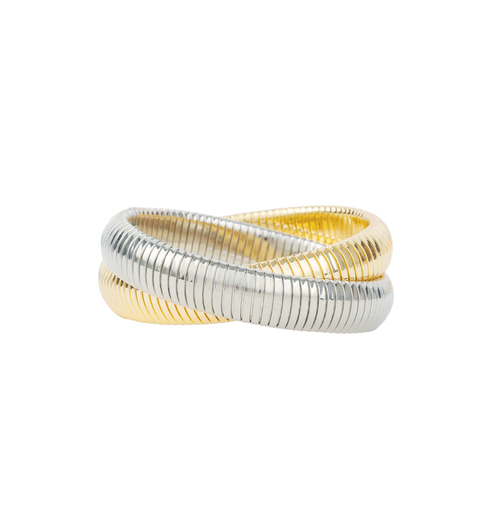 Double Cobra Bangle 18k Gold Plated, Rhodium Plated