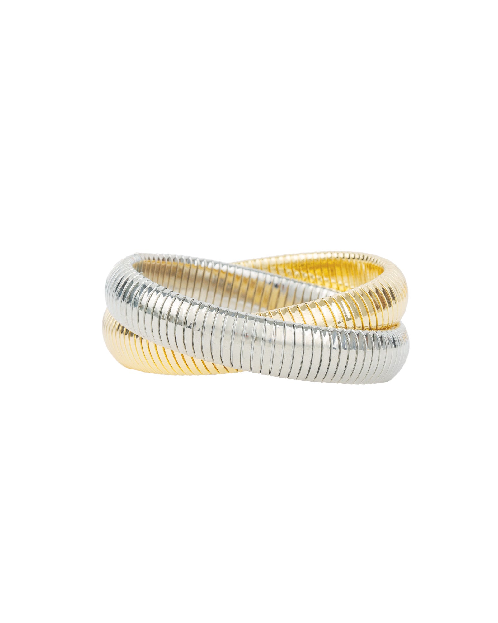 Double Cobra Bangle 18k Gold Plated, Rhodium Plated