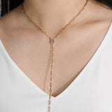 Baseline-Pavé Heart Paperclip Lariat-Necklaces-Blue Ruby Jewellery-Vancouver Canada