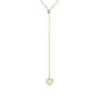 Pavé Heart Paperclip Lariat 18k Gold Plated, Cubic Zirconia