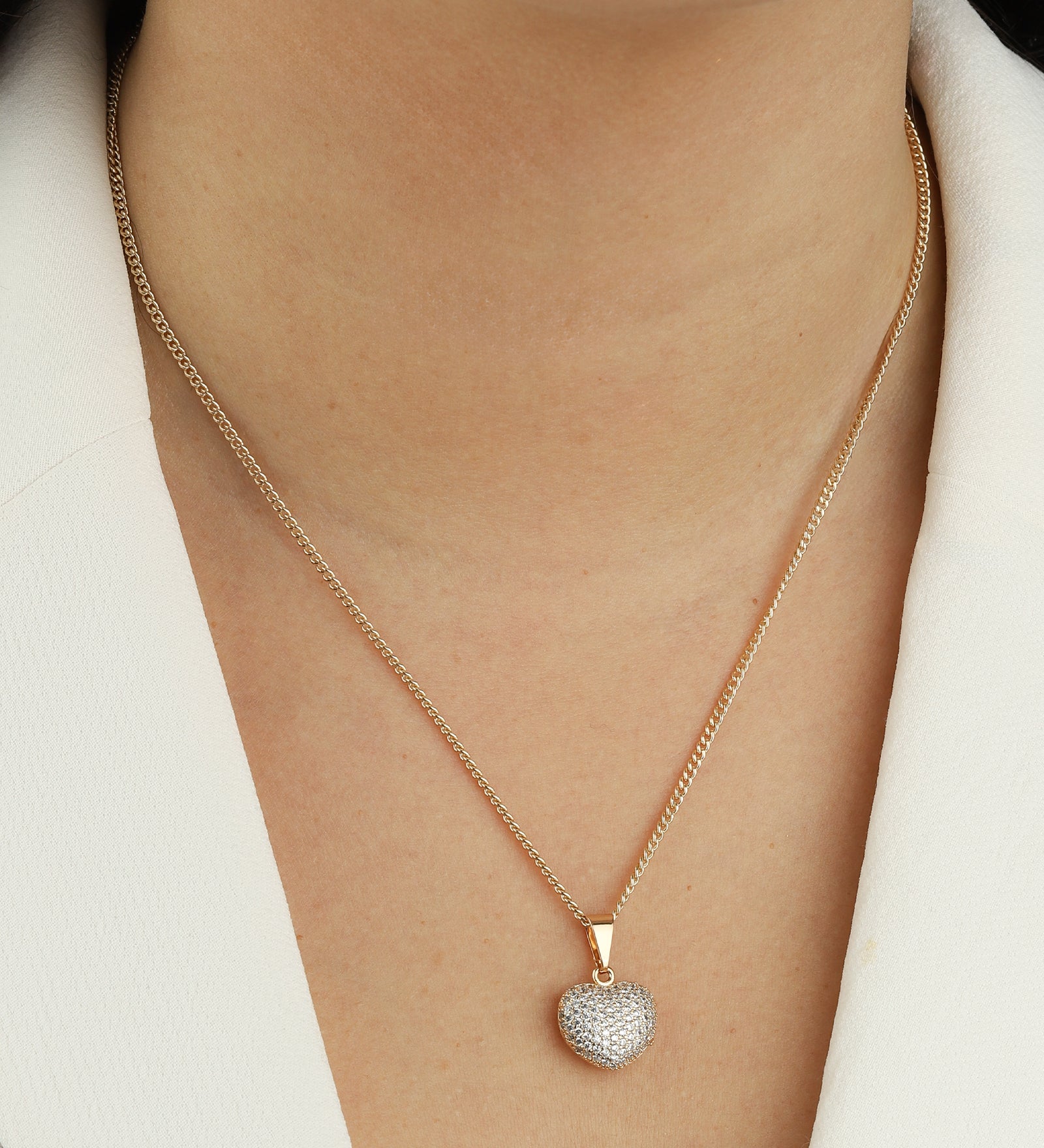 Baseline-Puffy Heart Pavé Charm-Necklaces-Blue Ruby Jewellery-Vancouver Canada