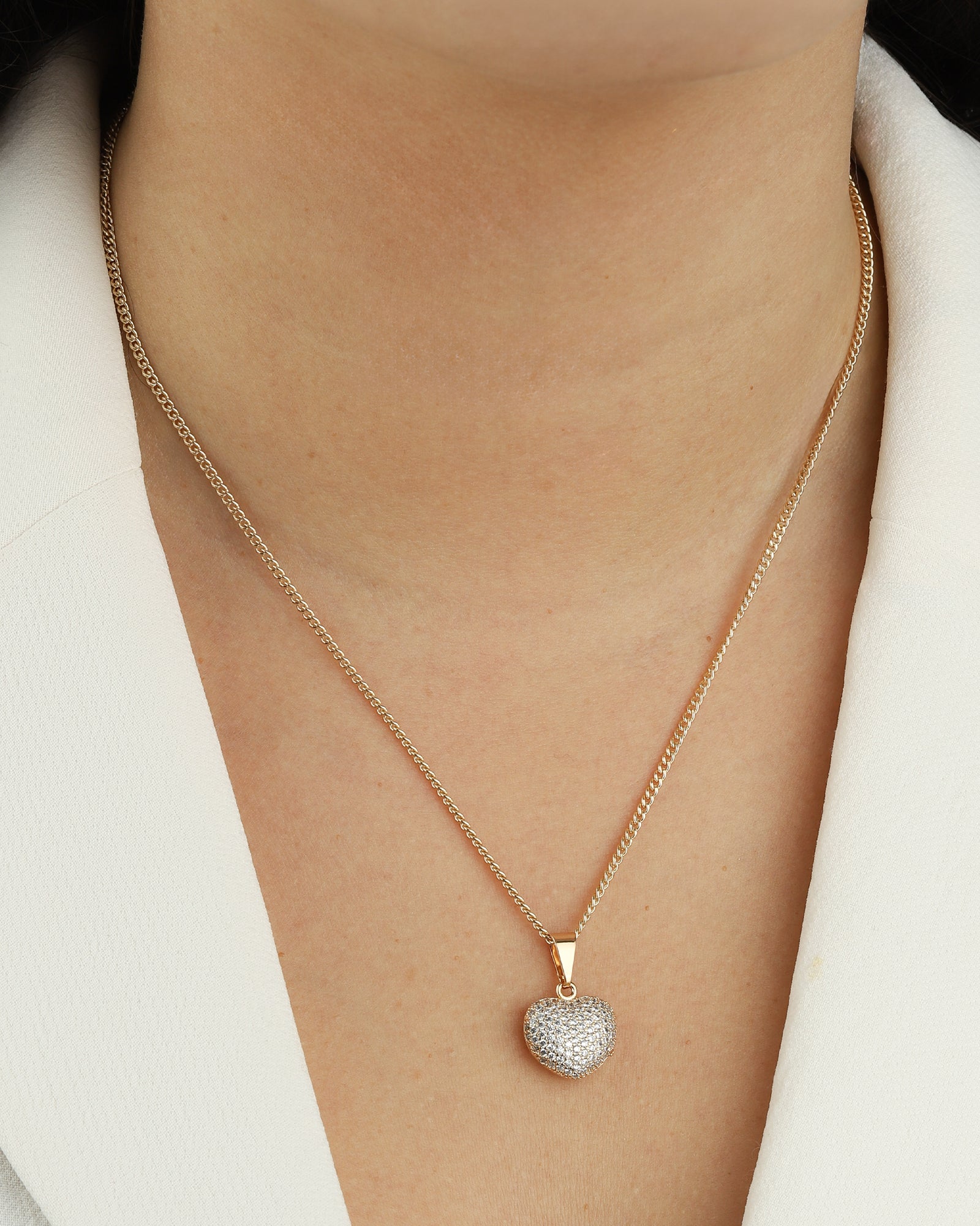 Baseline-Puffy Heart Pavé Charm-Necklaces-Blue Ruby Jewellery-Vancouver Canada
