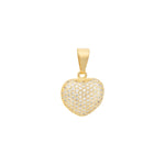 Puffy Heart Pavé Charm 18k Gold Plated, Cubic Zirconia