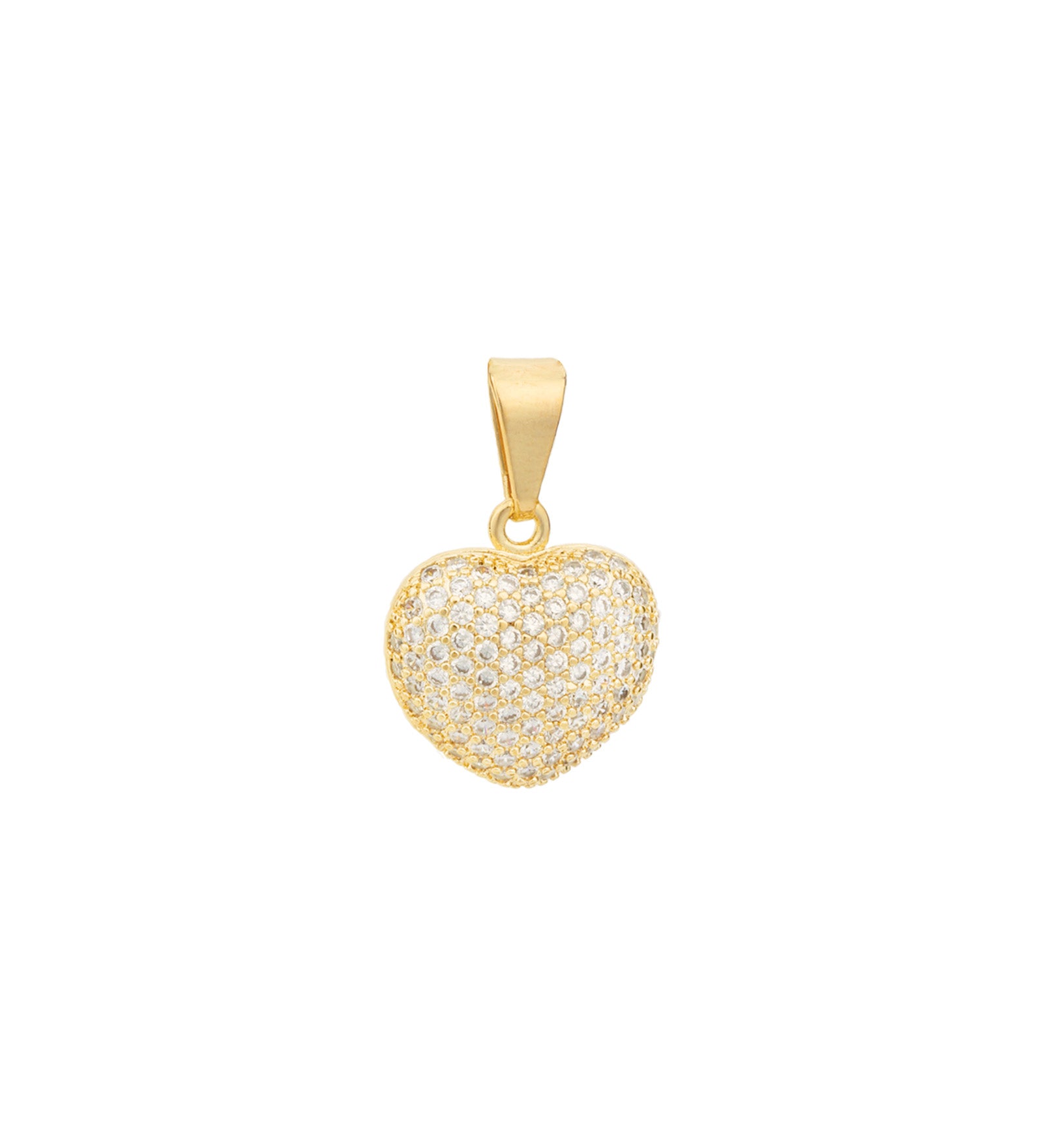 Puffy Heart Pavé Charm 18k Gold Plated, Cubic Zirconia