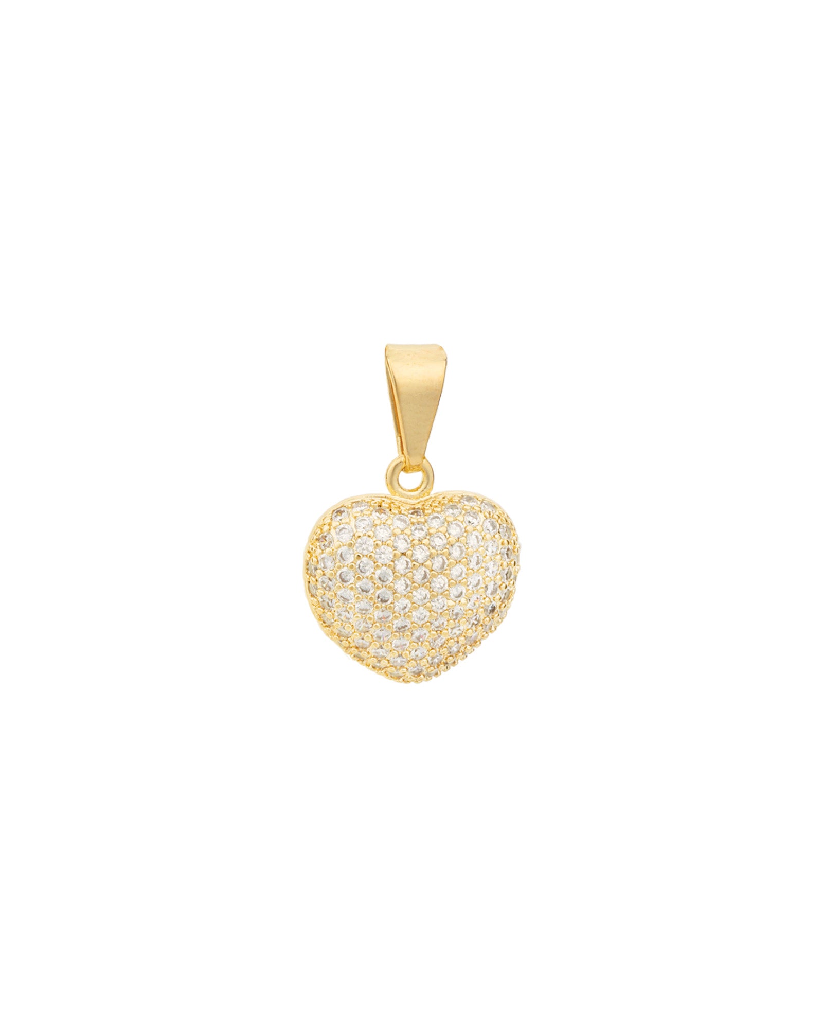 Puffy Heart Pavé Charm 18k Gold Plated, Cubic Zirconia