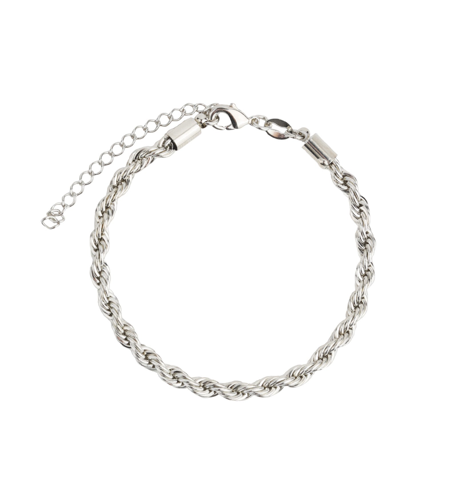 Rope Chain Bracelet | 4mm Rhodium Plated