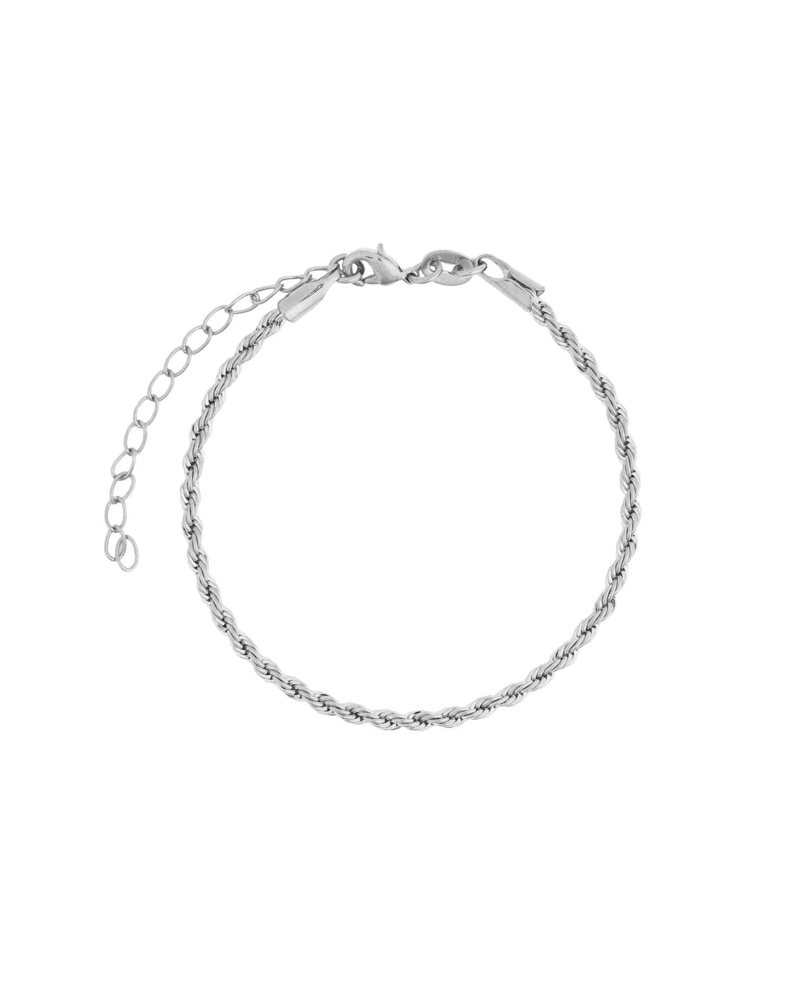 Baseline-Rope Chain Bracelet | 2mm-Bracelets-Rhodium Plated-Blue Ruby Jewellery-Vancouver Canada