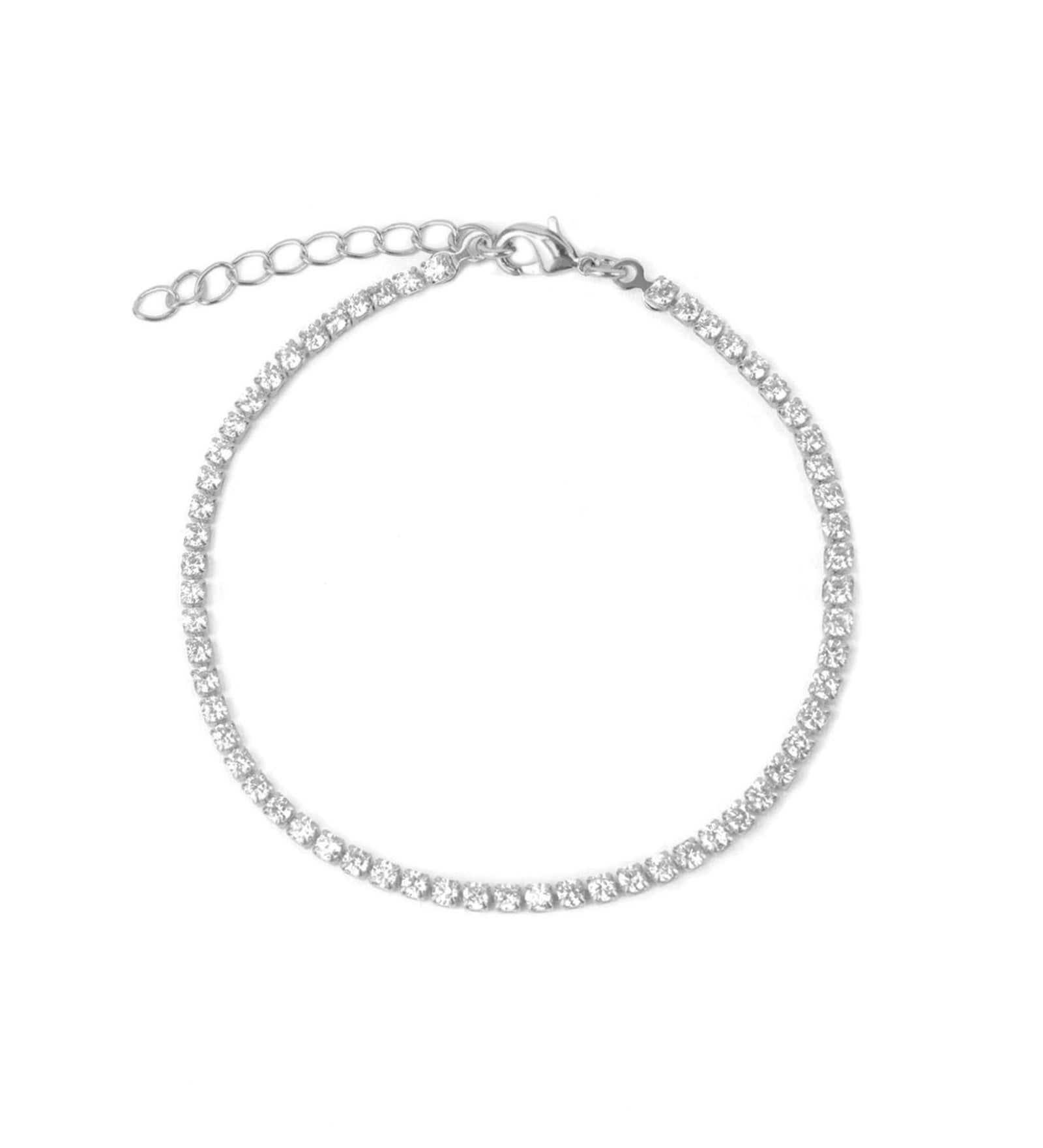 Baseline-CZ 2mm Bracelet-Bracelets-Rhodium Plated, Cubic Zirconia-Blue Ruby Jewellery-Vancouver Canada