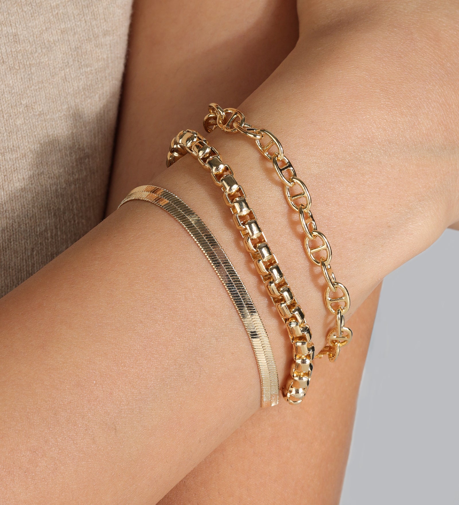 Herringbone Bracelet | 3.5mm 18k Gold Plated