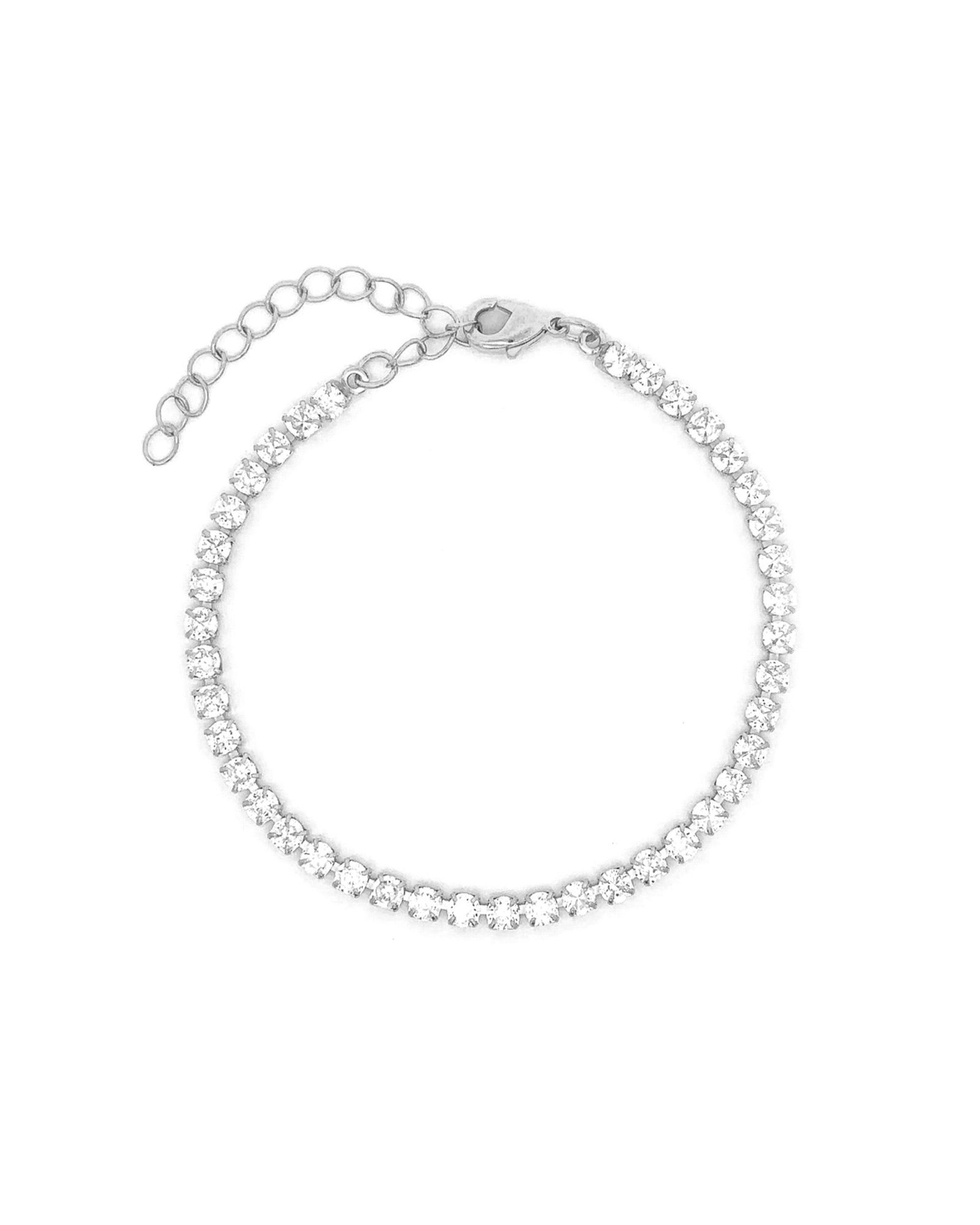 Baseline-Tennis CZ Bracelet | 3mm-Bracelets-Rhodium Plated, Cubic Zirconia-Blue Ruby Jewellery-Vancouver Canada