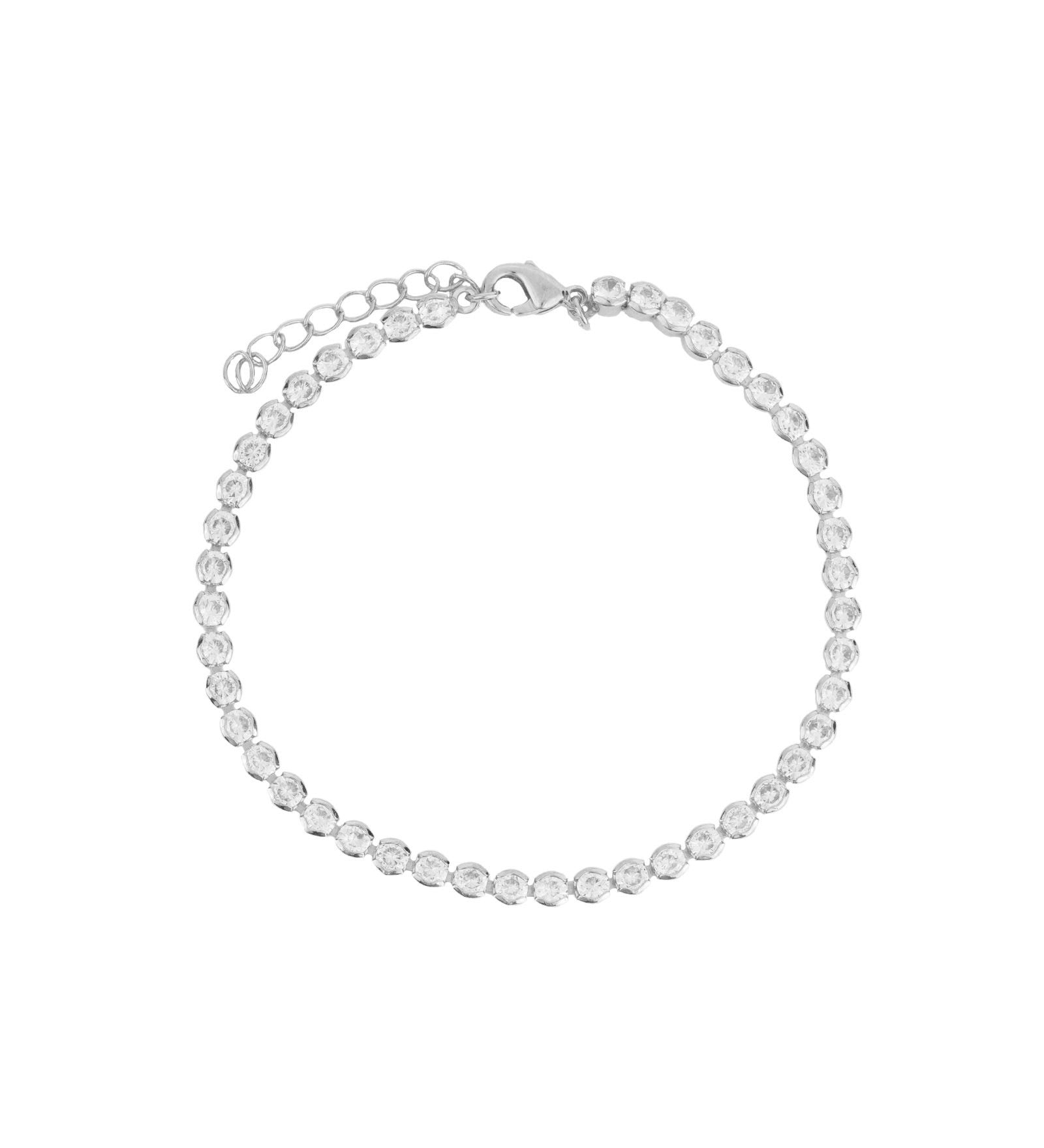Baseline-Tennis Half Bezel Round CZ Bracelet-Bracelets-Rhodium Plated, Cubic Zirconia-Blue Ruby Jewellery-Vancouver Canada