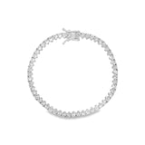 Baseline-Tennis 3 Prong CZ Bracelet | 4mm-Bracelets-Rhodium Plated, Cubic Zirconia-Blue Ruby Jewellery-Vancouver Canada