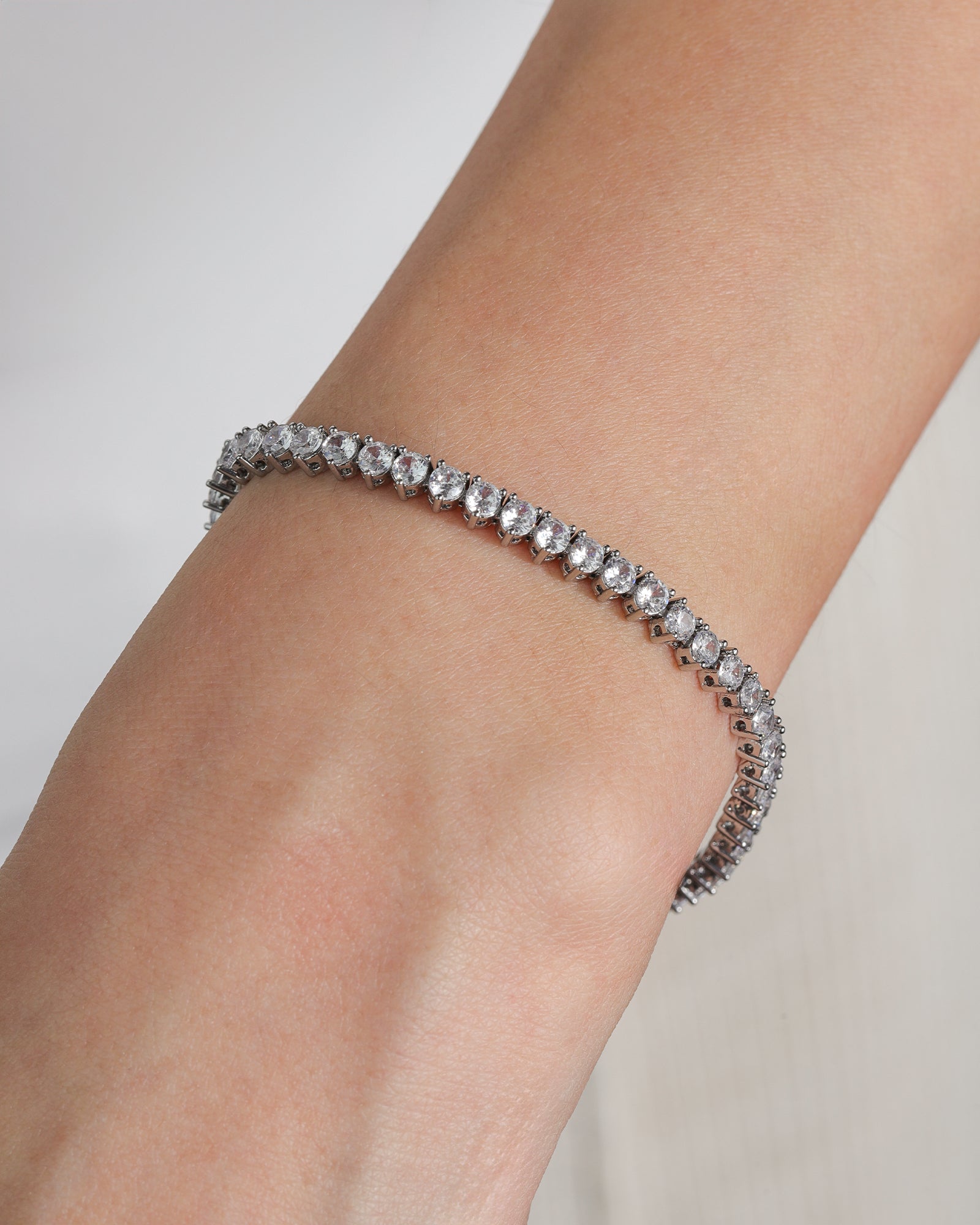 Baseline-Tennis 3 Prong CZ Bracelet | 4mm-Bracelets-Blue Ruby Jewellery-Vancouver Canada