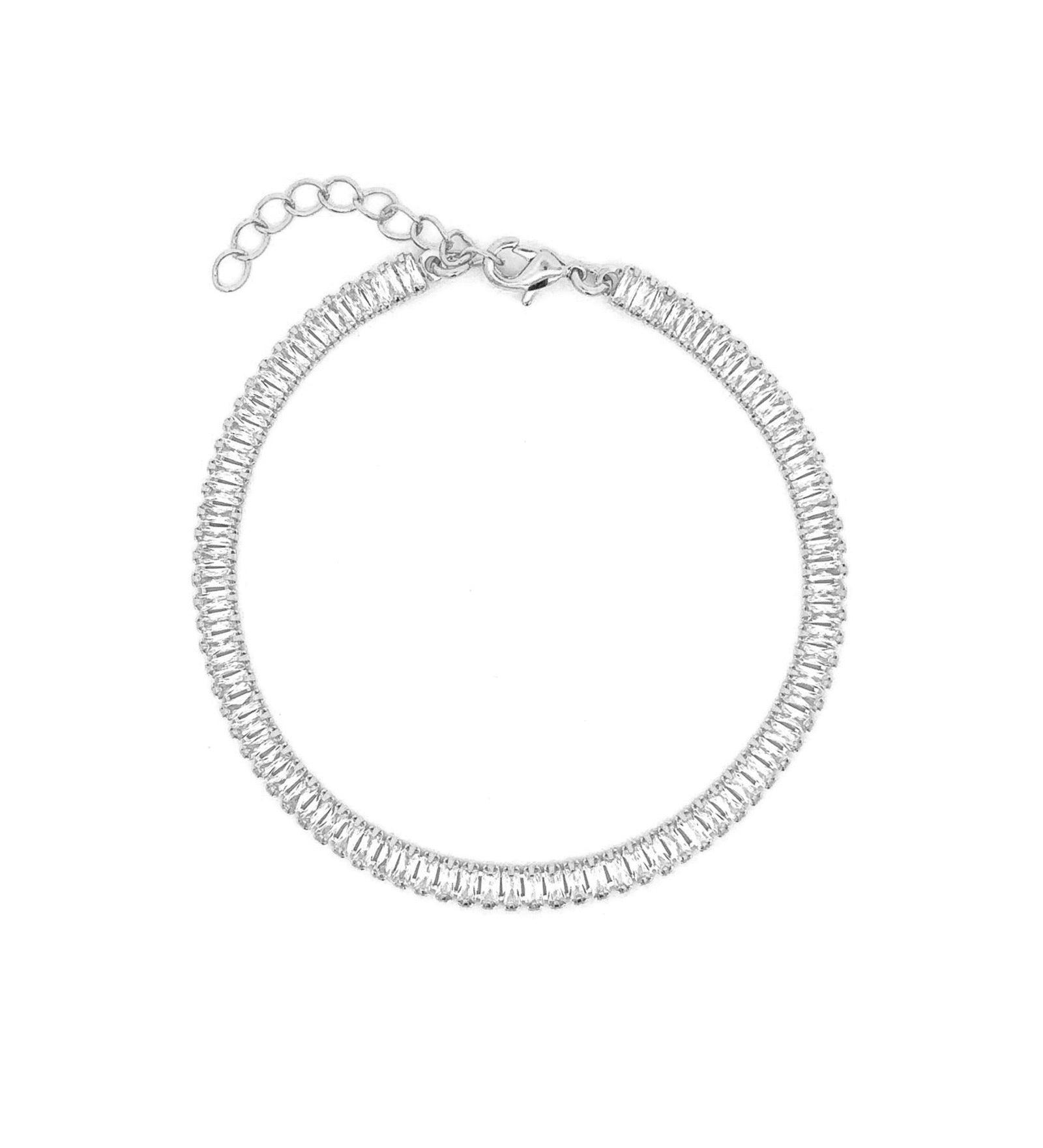 Baseline-Baguette CZ Bracelet-Bracelets-Rhodium Plated, Cubic Zirconia-Blue Ruby Jewellery-Vancouver Canada