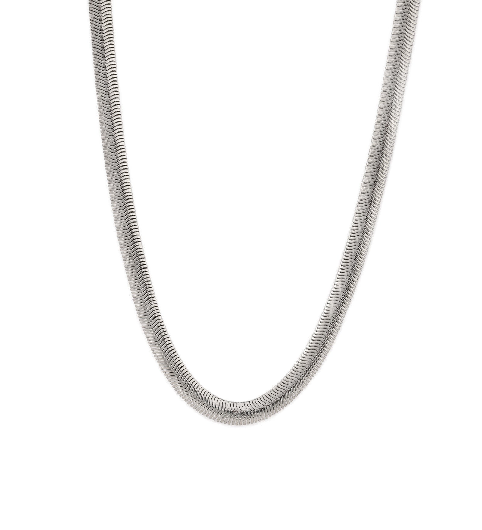 Flat Snake Necklace |5mm Rhodium Plated