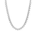 Baseline-Tennis Heart CZ Necklace | 5mm-Necklaces-Rhodium Plated, Cubic Zirconia-Blue Ruby Jewellery-Vancouver Canada