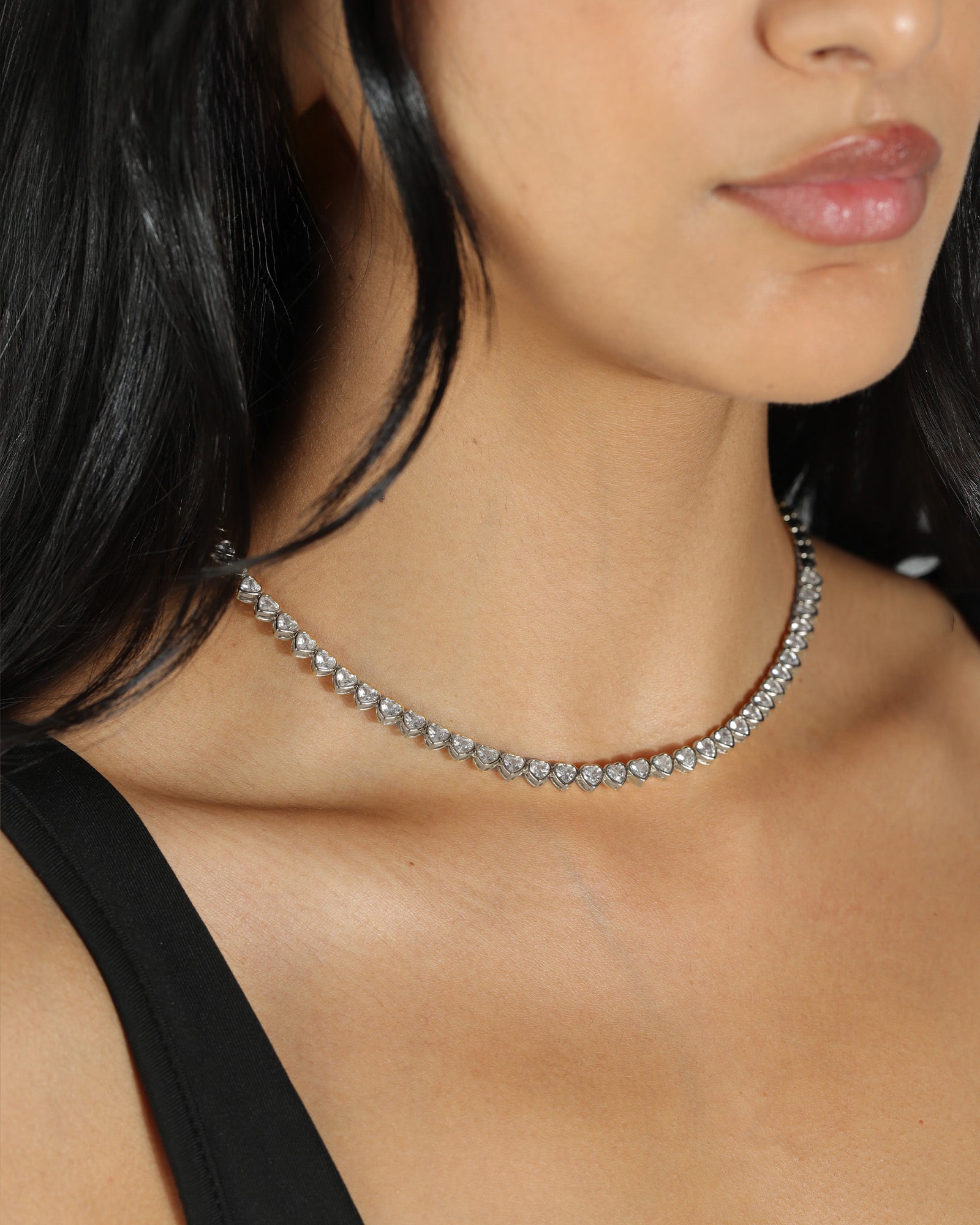 Baseline-Tennis Heart CZ Necklace | 5mm-Necklaces-Blue Ruby Jewellery-Vancouver Canada