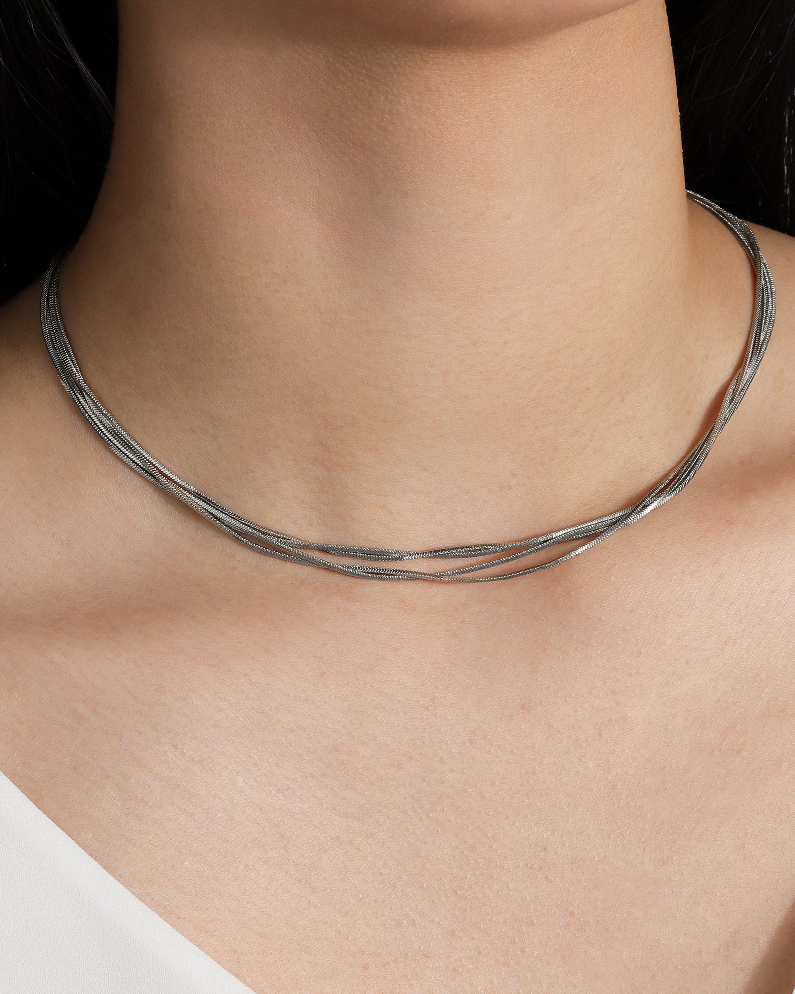 Baseline-4 Row Snake Chain Necklace-Necklaces-Blue Ruby Jewellery-Vancouver Canada