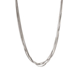 4 Row Snake Chain Necklace Rhodium Plated