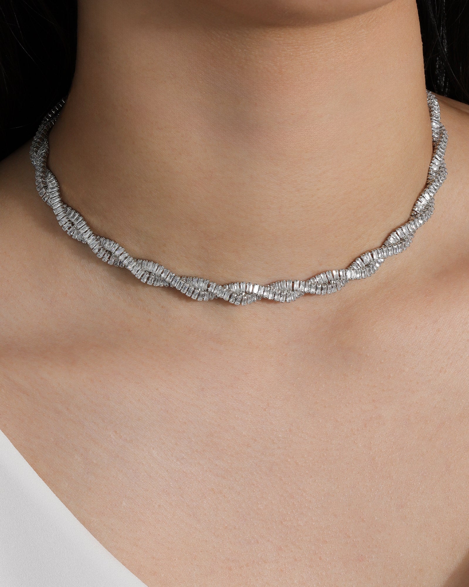 Baseline-Baguette Two Row Twist Necklace-Necklaces-Blue Ruby Jewellery-Vancouver Canada