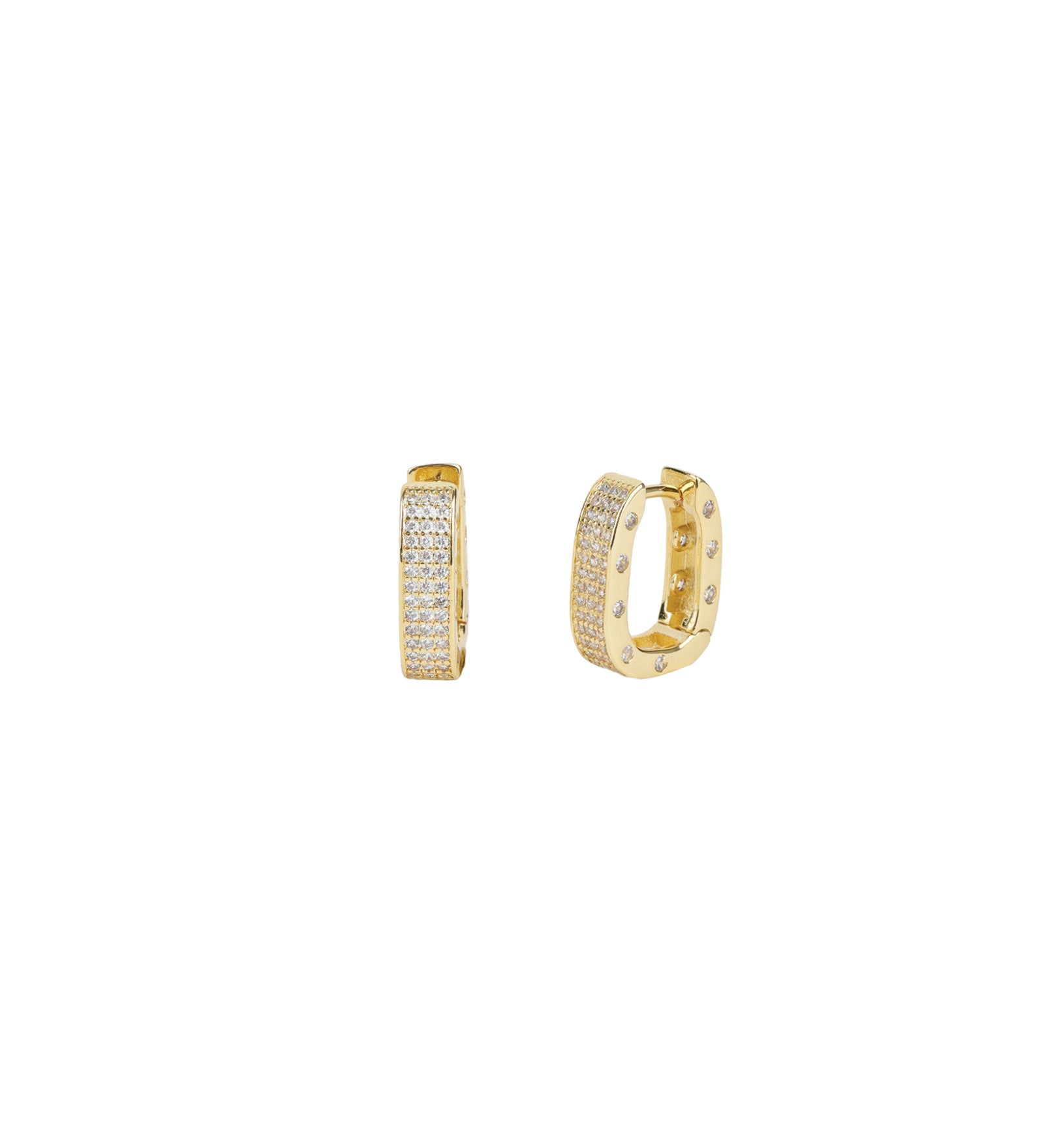 Rectangle Pavé Huggies 18k Gold Plated, Cubic Zirconia