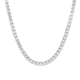 Baseline-Tennis CZ Necklace | 4mm-Necklaces-Rhodium Plated, Cubic Zirconia-Blue Ruby Jewellery-Vancouver Canada