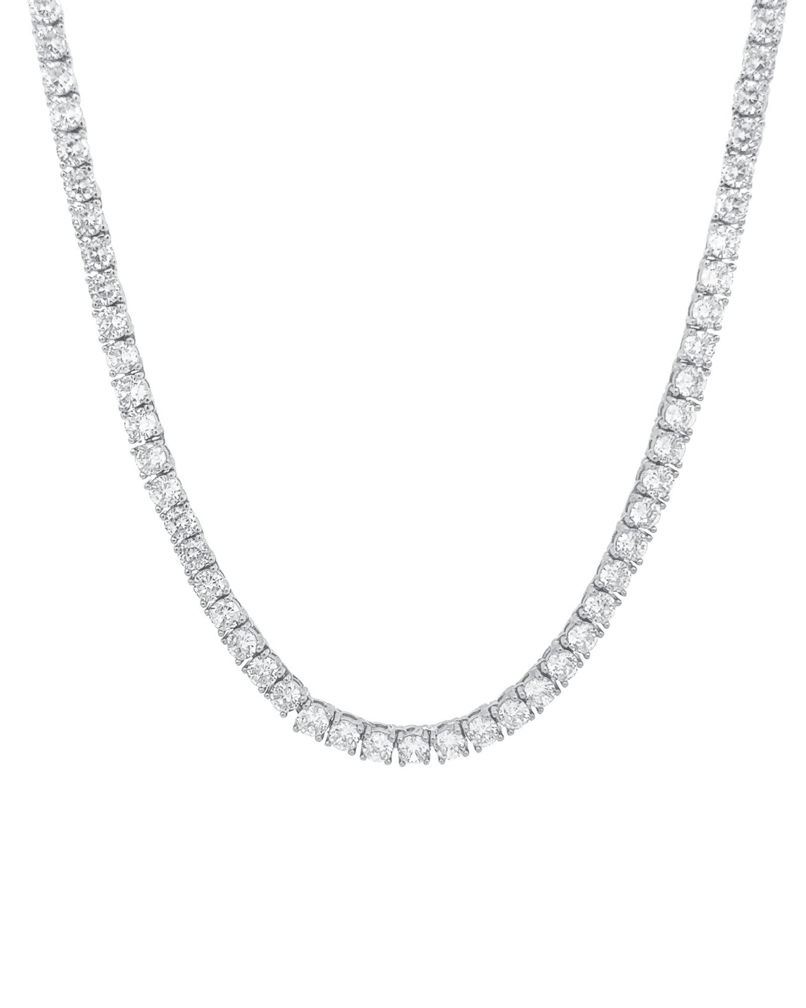 Baseline-Tennis CZ Necklace | 4mm-Necklaces-Rhodium Plated, Cubic Zirconia-Blue Ruby Jewellery-Vancouver Canada
