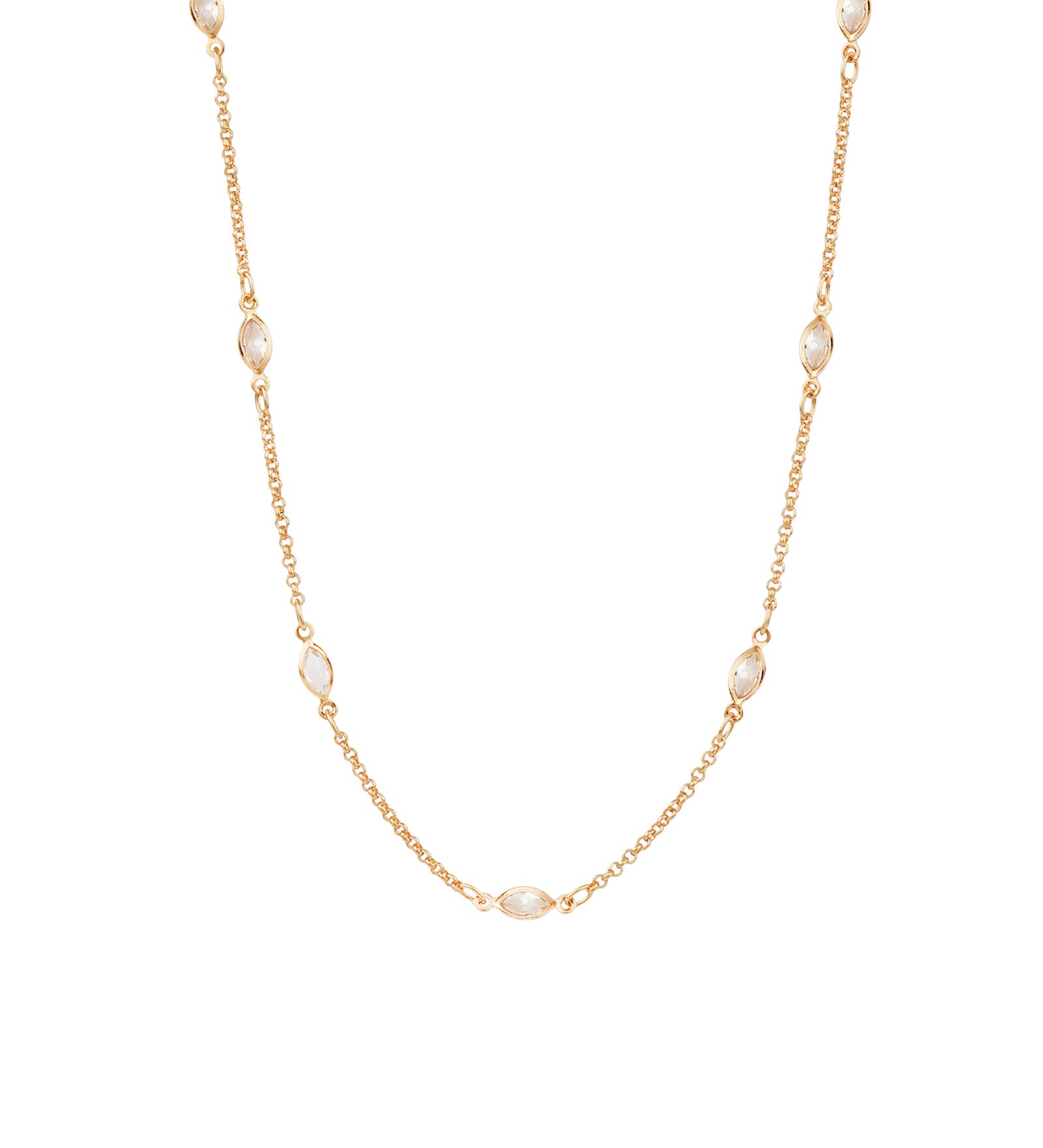 Baseline-Marquise CZ Station Necklace-Necklaces-18k Gold Plated, Cubic Zirconia-Blue Ruby Jewellery-Vancouver Canada