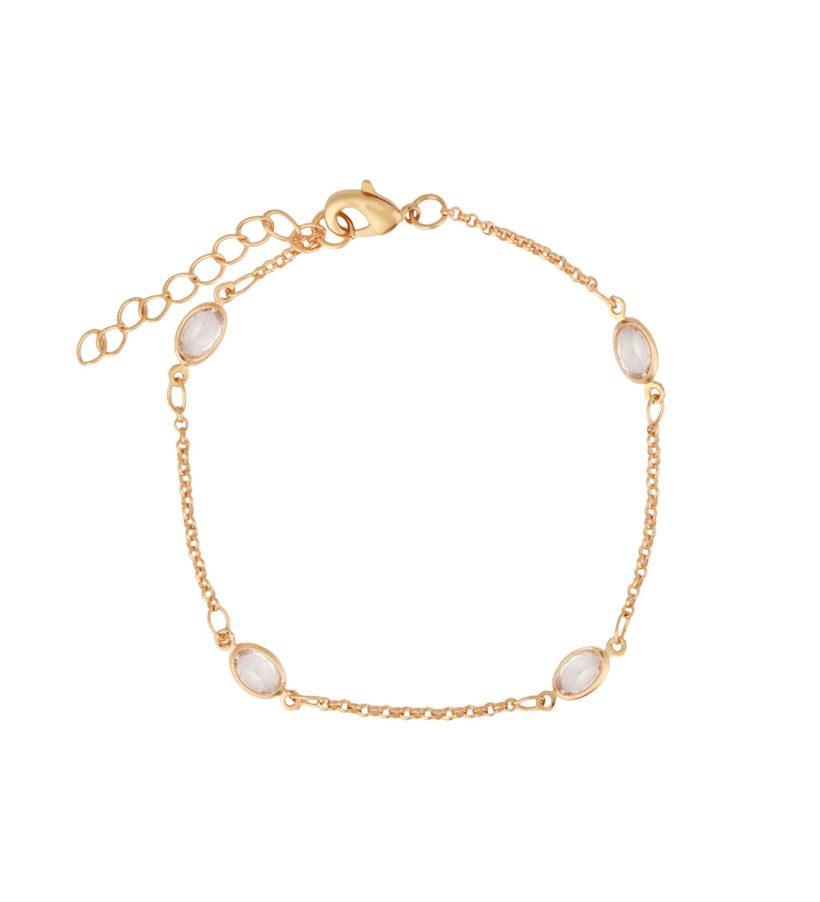 Baseline-Marquise CZ Station Chain Bracelet-Bracelets-18k Gold Plated, Cubic Zirconia-Blue Ruby Jewellery-Vancouver Canada