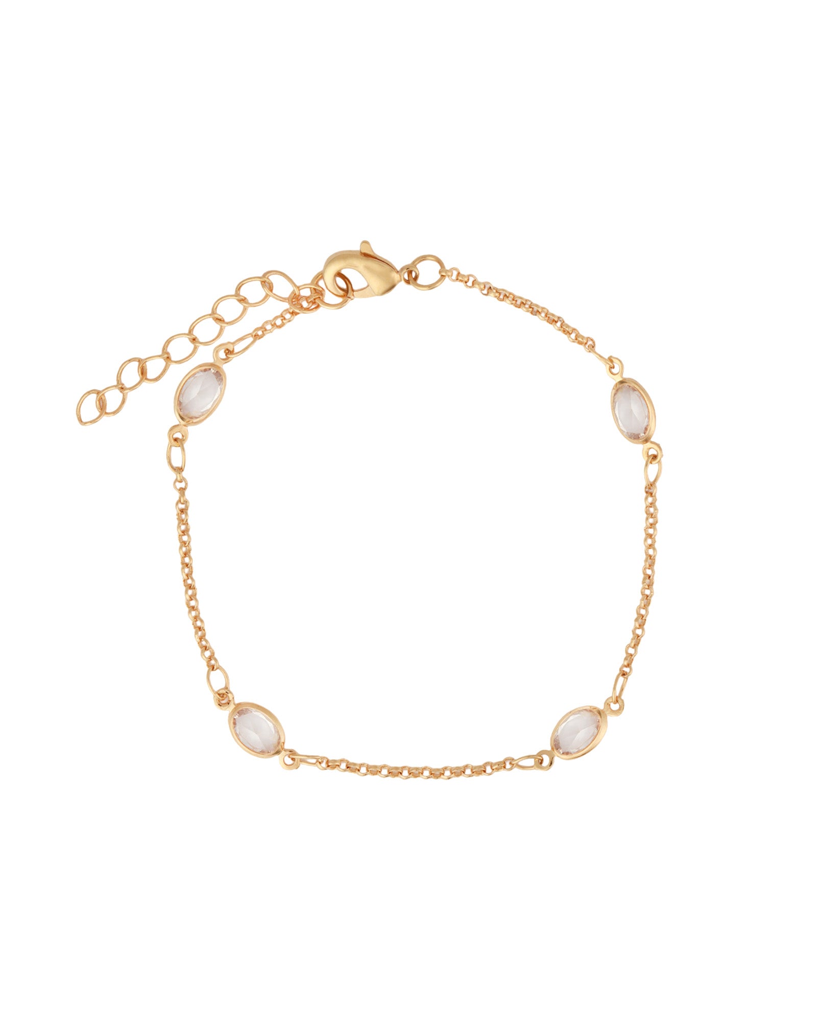 Baseline-Marquise CZ Station Chain Bracelet-Bracelets-18k Gold Plated, Cubic Zirconia-Blue Ruby Jewellery-Vancouver Canada