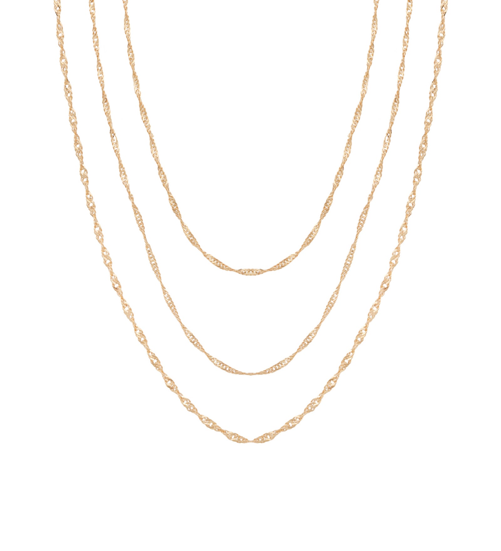 Baseline-Three Layer Singapore Chain Necklace-Necklaces-18k Gold Plated-Blue Ruby Jewellery-Vancouver Canada