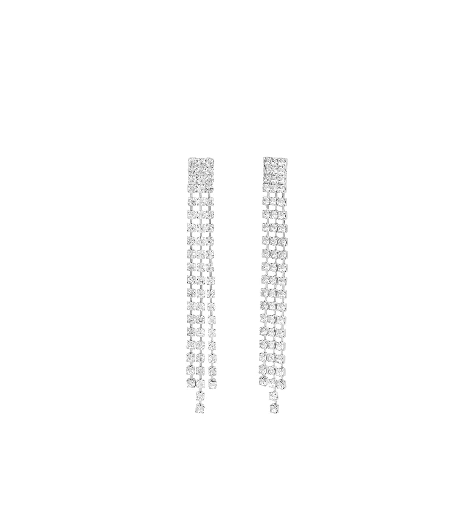Baseline-Crystal Fringe Stud Earrings-Earrings-Rhodium Plated, Cubic Zirconia-Blue Ruby Jewellery-Vancouver Canada