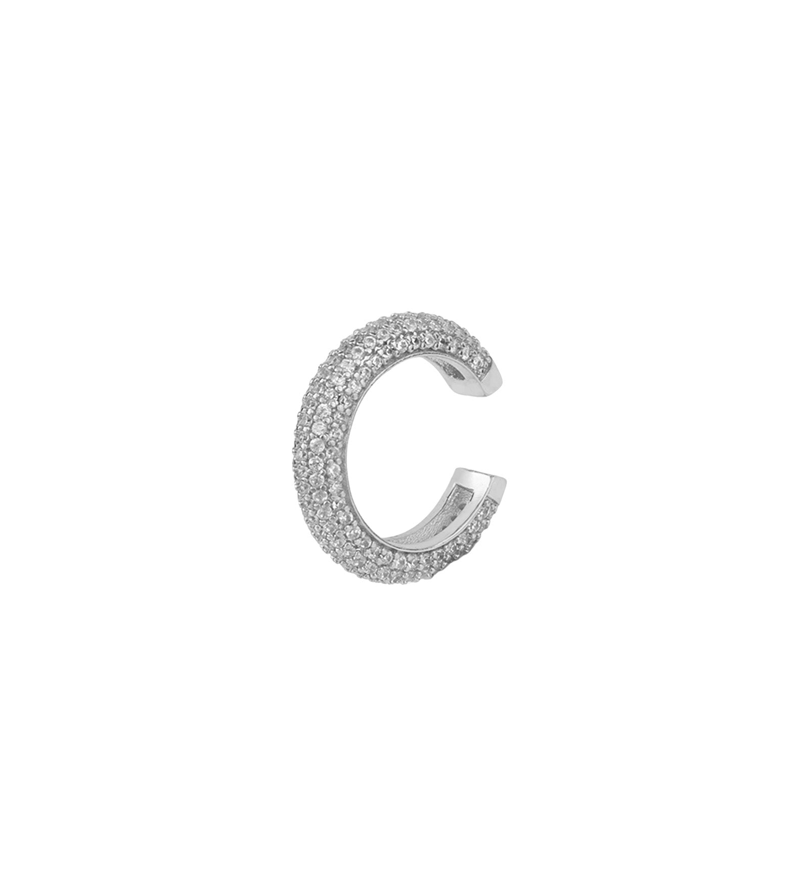 Baseline-Crystal Pavé Ear Cuff-Earrings-Rhodium Plated, Cubic Zirconia-Blue Ruby Jewellery-Vancouver Canada