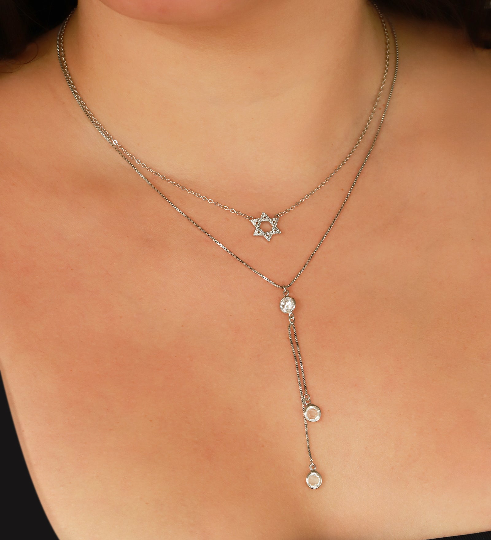 Baseline-Three CZ Drop Y Necklace-Necklaces-Blue Ruby Jewellery-Vancouver Canada