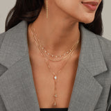 Three CZ Drop Y Necklace